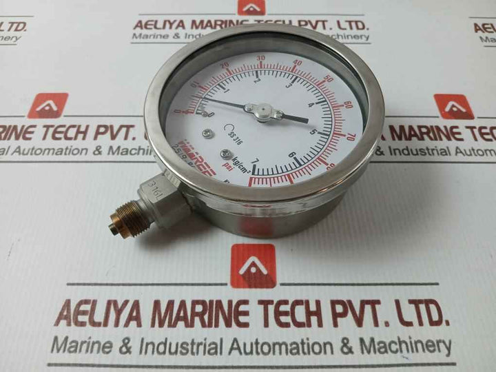 Waaree Ss 316 Pressure Gauge 0-100Psi 0-7 Kg/Cm2 100 Mm