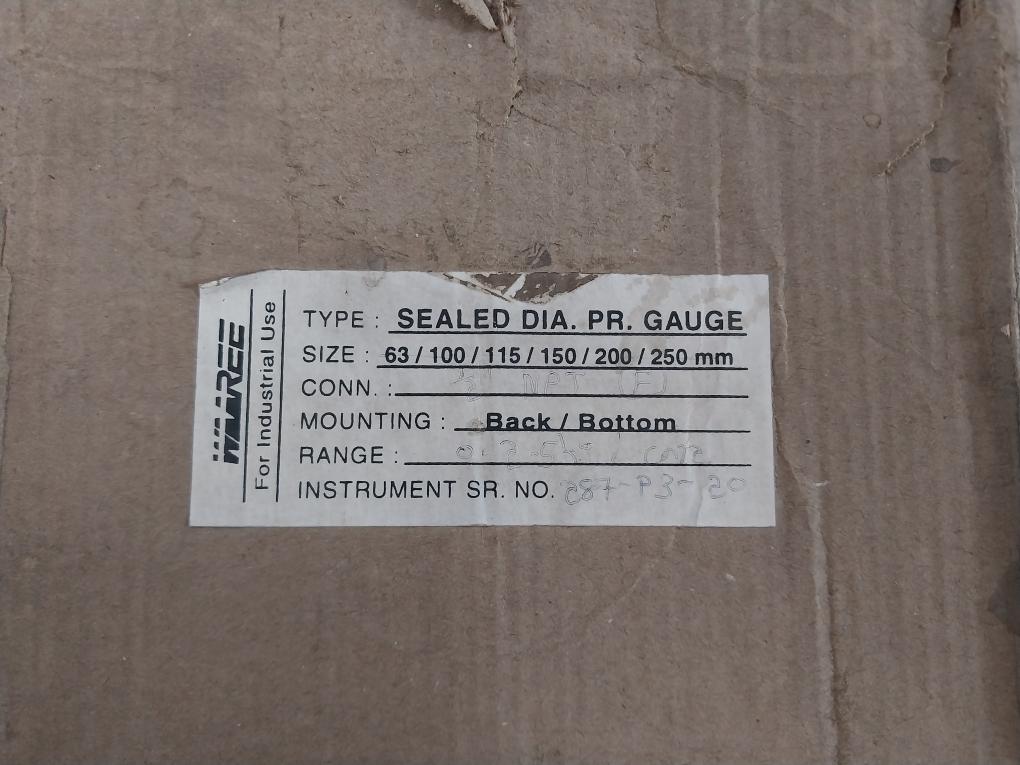 Waaree Ss 316 Sealed Diaphragm Pressure Gauge 0-2.5 Kg/cm2