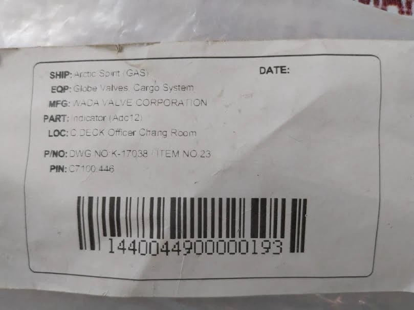 Wada Valve K-17038 Globe Valve C7100.446