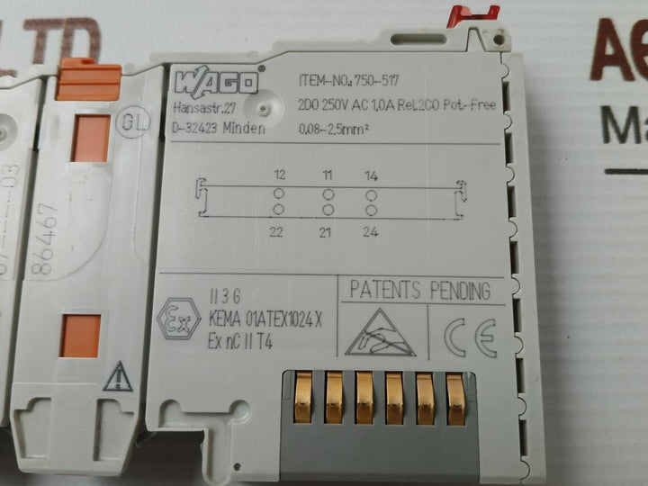 Wago-0-08-2-5Mm2-230Vac-1-0A-55-C-Relay-Output-Module-750-517-210026-7