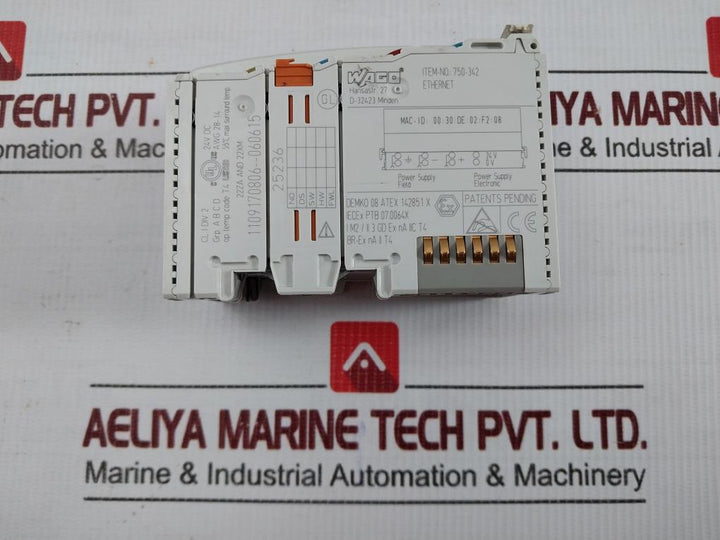 Wago 24V Dc Ethernet Fieldbus Controller 750-342 55°C
