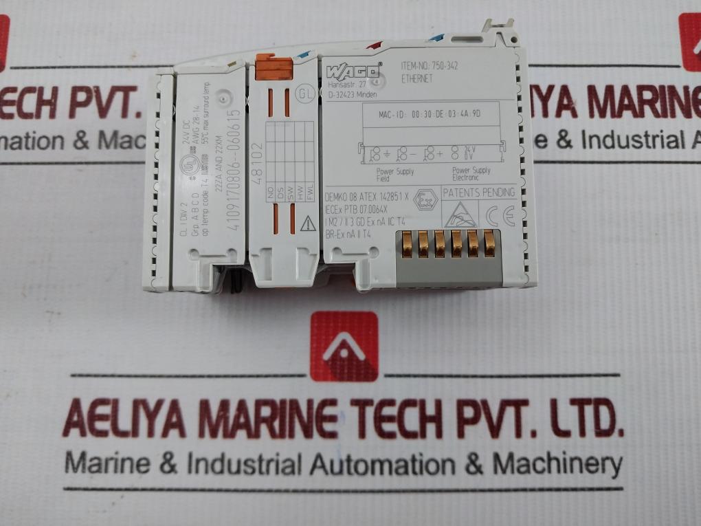Wago 24V Dc Ethernet Fieldbus Coupler 750-342
