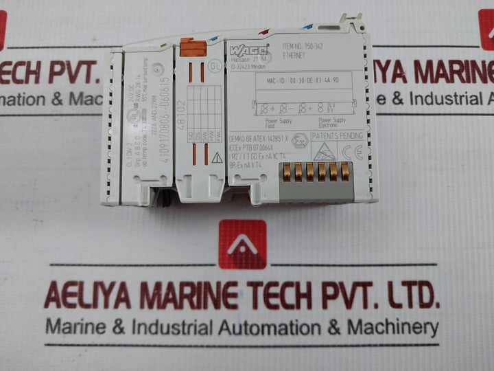 Wago 24V Dc Ethernet Fieldbus Coupler 750-342