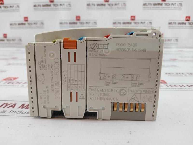 Wago 750-301 Fieldbus Coupler Profibus Dp Iecex Ptb 07.0064x 24v Dc