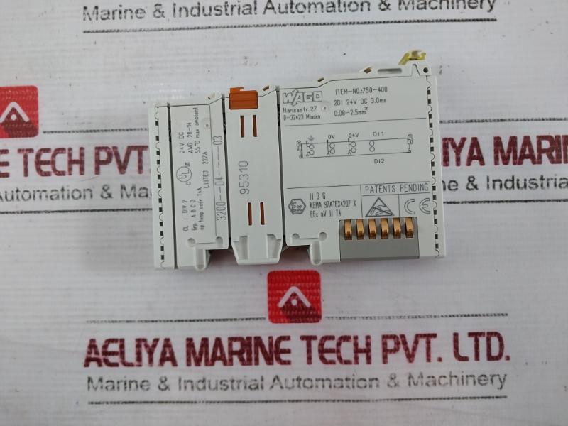 Wago 750-400 2-channel Digital Input 2di 24v Dc 3.0ms 0.08-2.5mm2 3 G