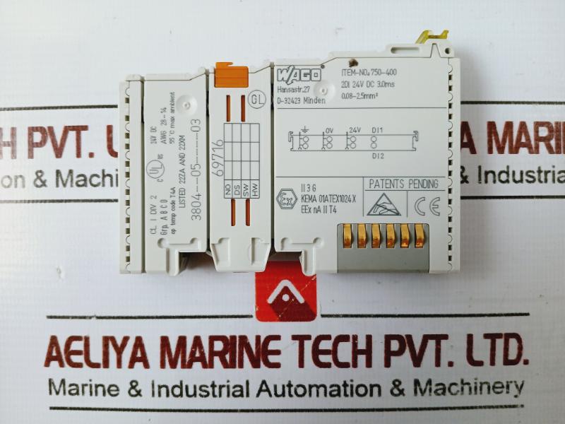 Wago 750-400 2Di 24V Dc Input Module 0.08-2.5Mm2 Awg 28-14 55°C Max Ambient