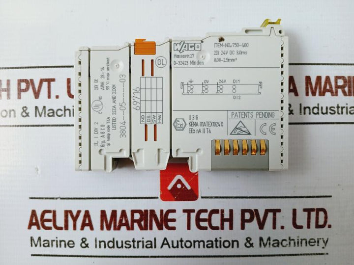 Wago 750-400 2Di 24V Dc Input Module 0.08-2.5Mm2 Awg 28-14 55°C Max Ambient