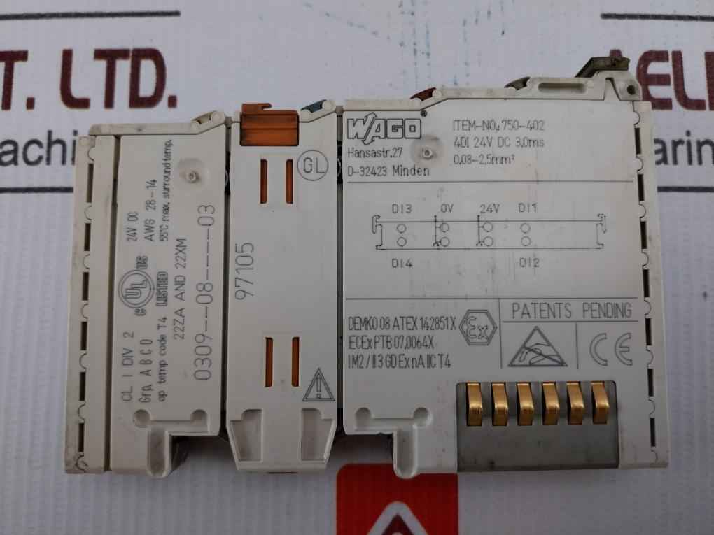Wago 750-402 Digital Input Module 55c Demko 08 Atex 142851x
