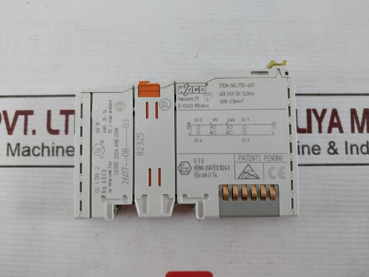 Wago 750-403 Digital Input Module 4Di 24Vdc 0.2Ms 0.08-2.5Mm2