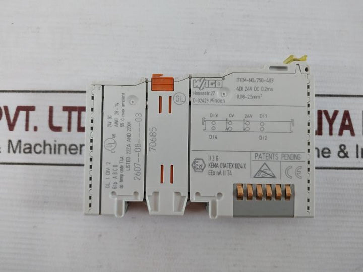 Wago 750-403 Digital Input Module 4Di 24Vdc 0.2Ms, 55 C 0.08-2.5Mm2
