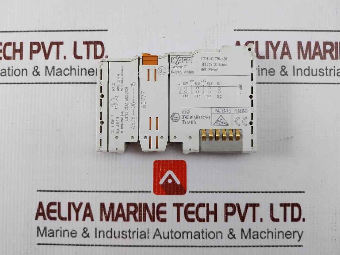 Wago 750-430 Digital Input Module 24V Dc 60777 Awg 28-14