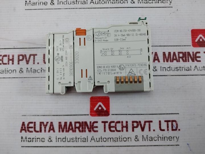 Wago 750-474/000-200 2-channel Analog Input 24V Dc Awg 28-14 2Ai 4-20Ma 16-bit