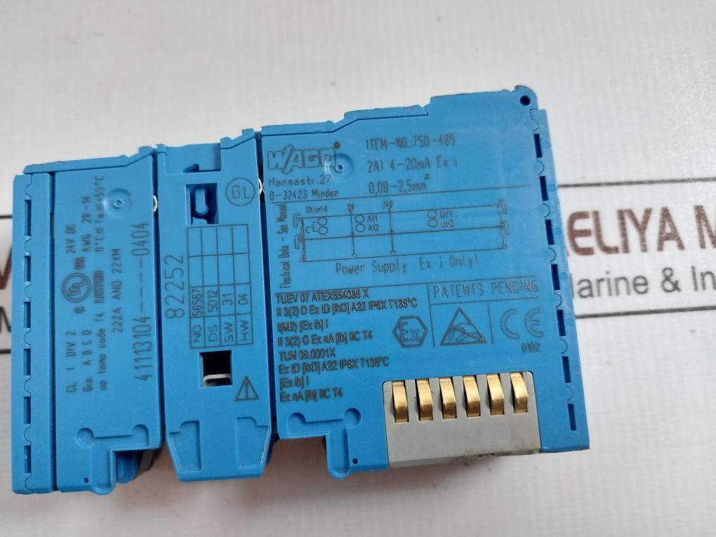 Wago 750-485 2-channel Analog Input Module 24V Dc 4- 20Ma Awg 28-14