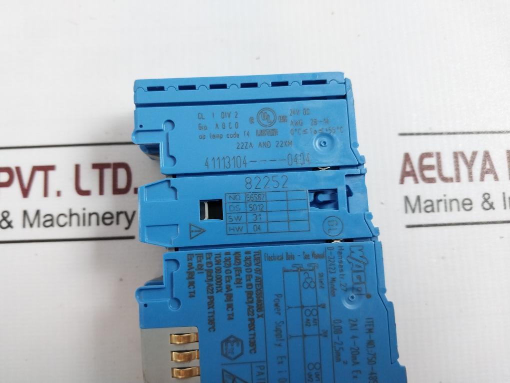 Wago 750-485 2-channel Analog Input Module 24V Dc 4- 20Ma Awg 28-14