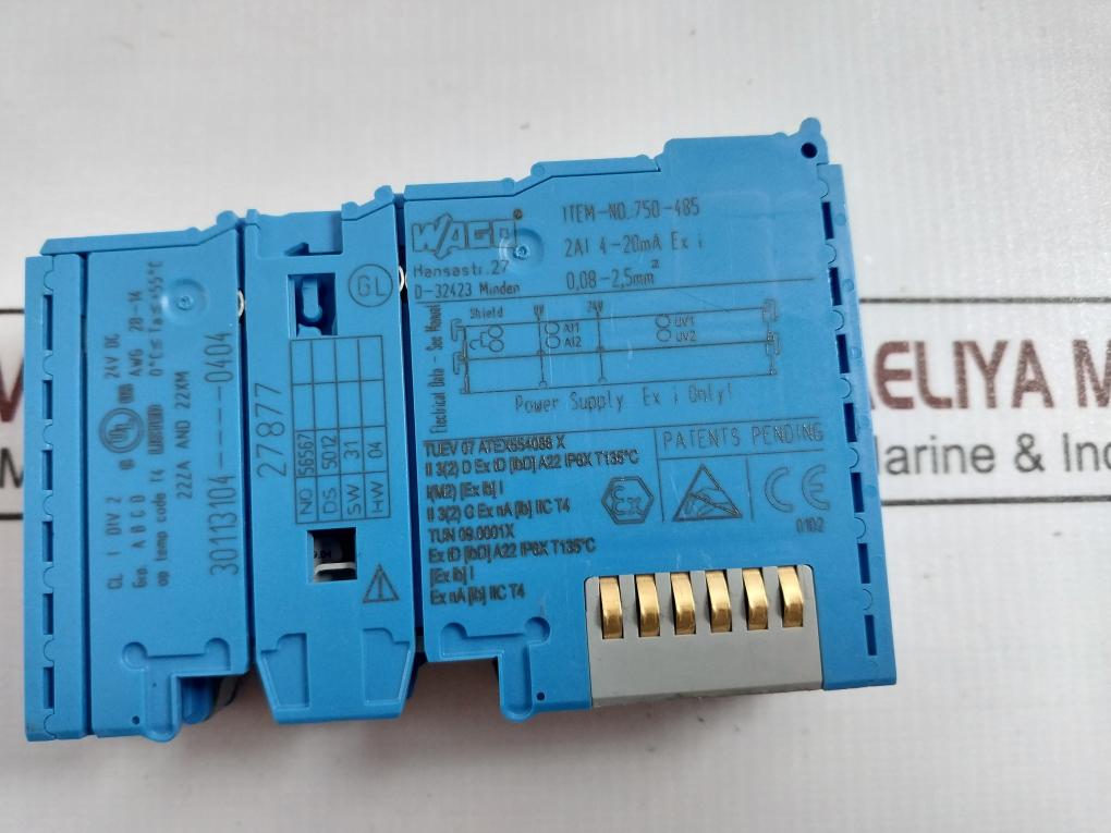 Wago 750-485 2-channel Analog Input Module 4-20Ma 0,08-2.5Mm2 24Vdc 0 C Ta +55 C