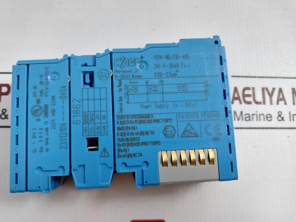 Wago 750-485 2-channel Analog Input Module Awg 28–14 24V Dc 4–20 Ma