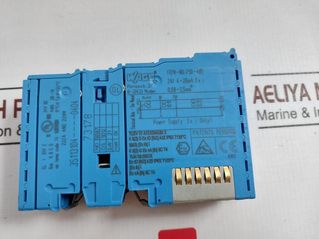 Wago 750-485 2-channel Analog Input Module Awg 28–14 24Vdc 4–20 Ma