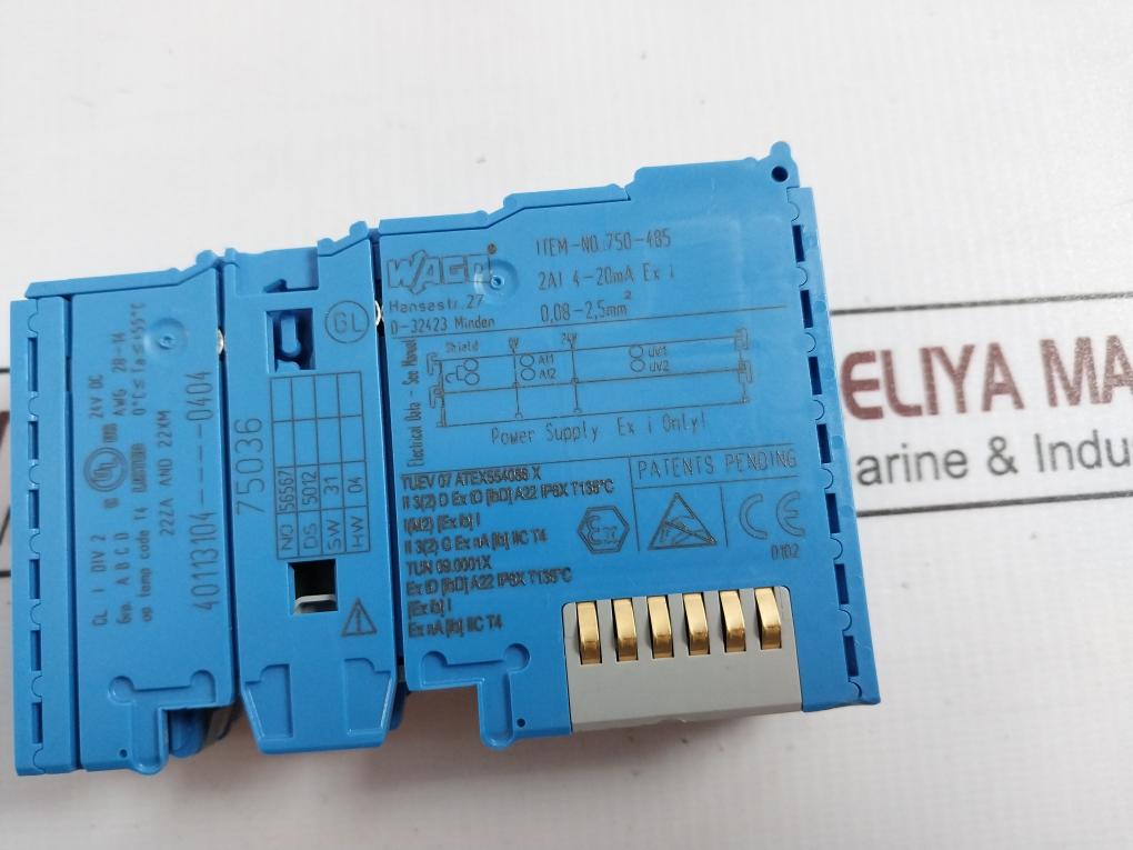 Wago 750-485 Analog Input Module 0C Ta +55C 22Za And 22Xm 0,08-2.5Mm2 Awg 28-14
