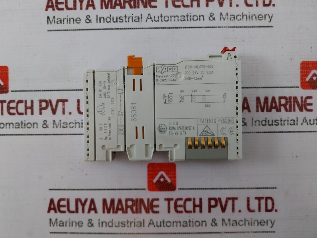 Wago 750-502 2-channel Digital Output Module 7339300 24V Dc 2.0A Awg 28-14
