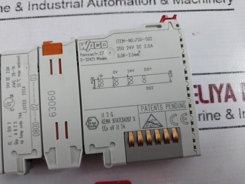 Wago 750-502 2-channel Digital Output Module Awg 28-14 24V Dc 2.0A 7855800