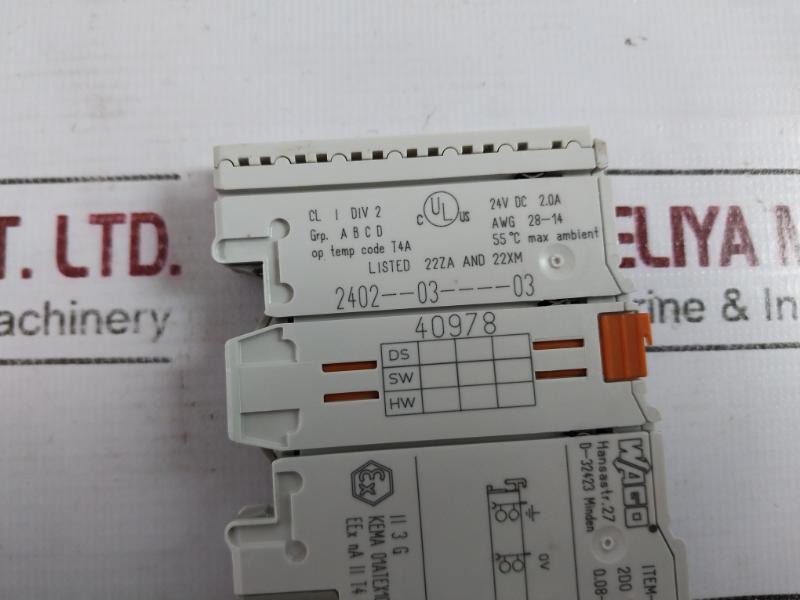 Wago 750-502 2 Channel Digital Output Module Awg 28-14 24V Dc 2.0A 40978