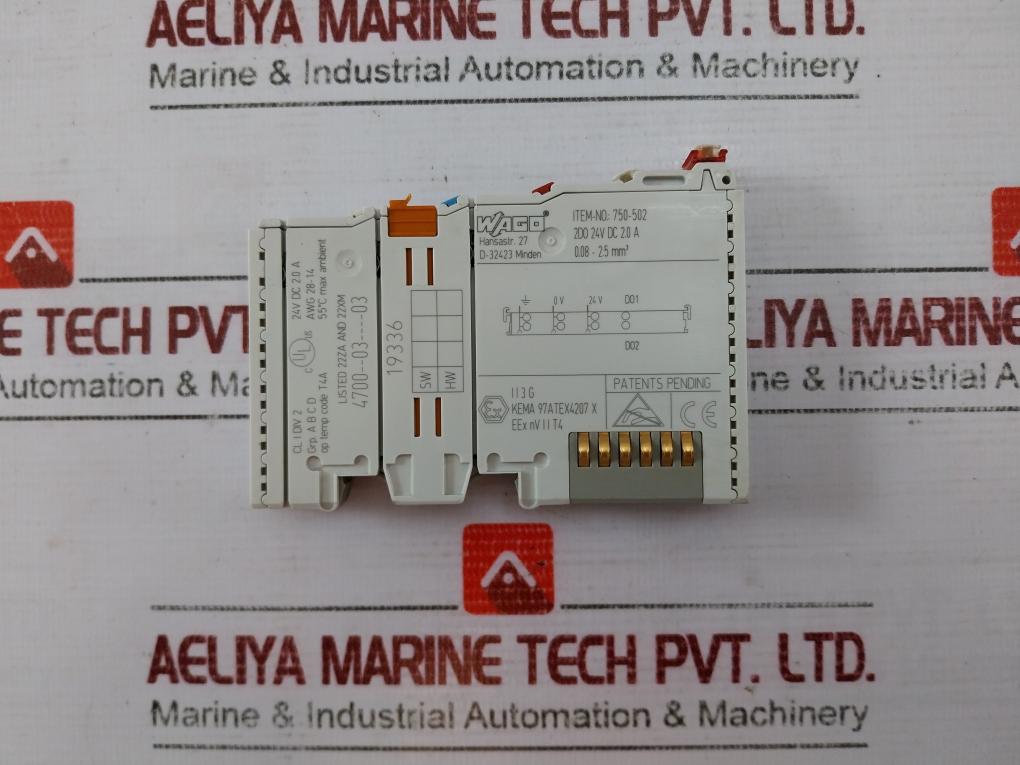 Wago 750-502 Plc Digital Output Module 24V Dc 2.0A Awg 28-14