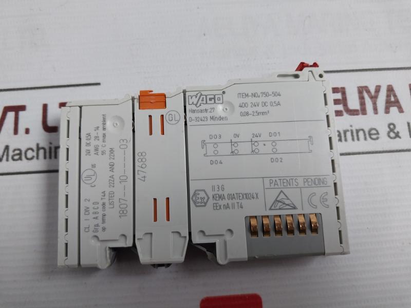 Wago 750-504 4 Channel Digital Output 24V Dc 0.5A Cl I Div 2 55C Max Ambient