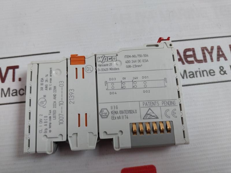 Wago 750-504 Digital Output Module 4Do 24V Dc 0.5A, 0.08-2.5Mm2, 55˚C