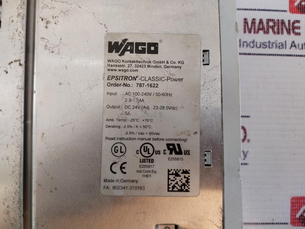 Wago 787-1622 Classic Power Supply Ac100-240V/ 50-60Hz