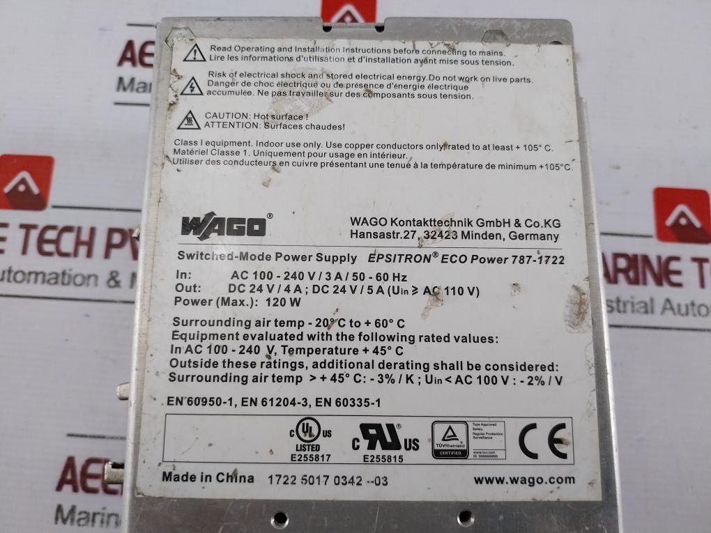 Wago 787-1722 Eco Power Switched-mode Power Supply 120W