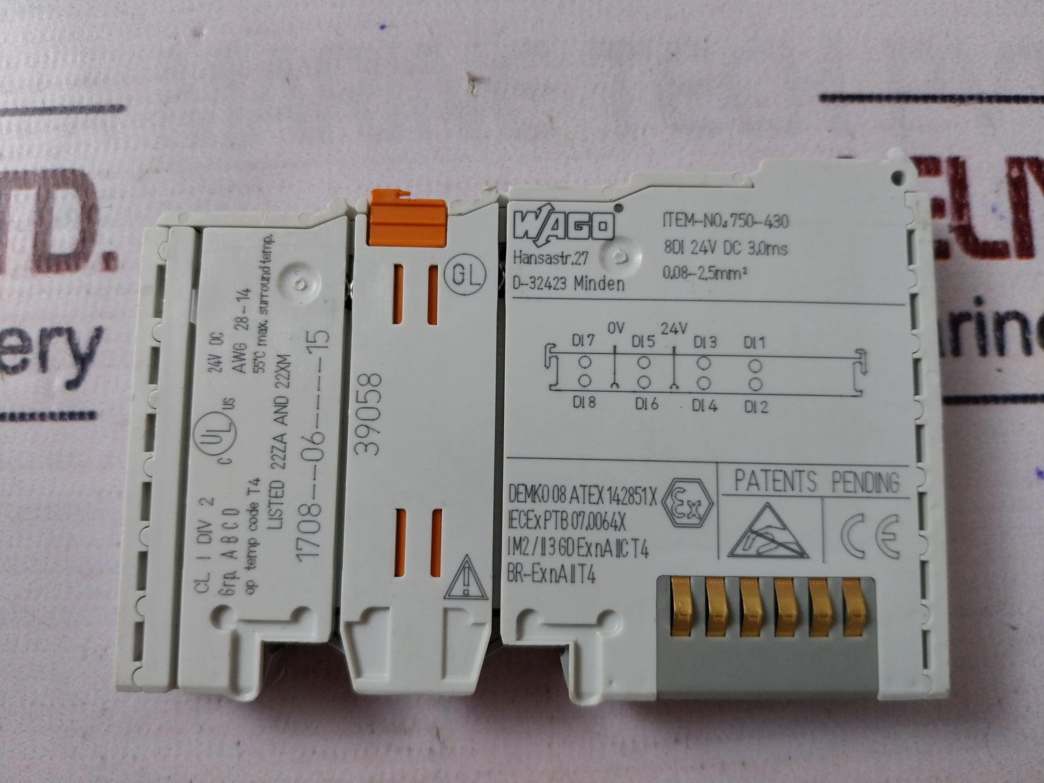 Wago 750-430 8-channel Digital Input Module 39058