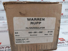 Warren Rupp 020-051-000 Filter/Regulator 150 Psi/10 Bar