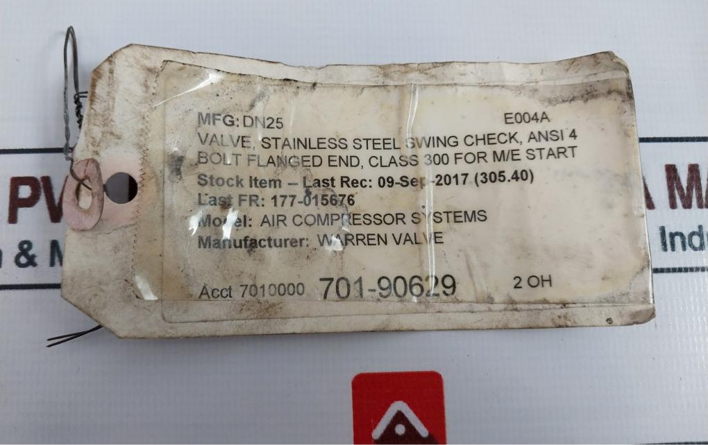 Warren Sw-ch Stainless Steel Swing Check Valve 4 Bolt Flanged End Dn 25