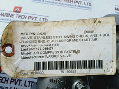 Warren SW-CH Stainless Steel Swing Check Valve DN25 Body CF8M Class 300 Size: 1