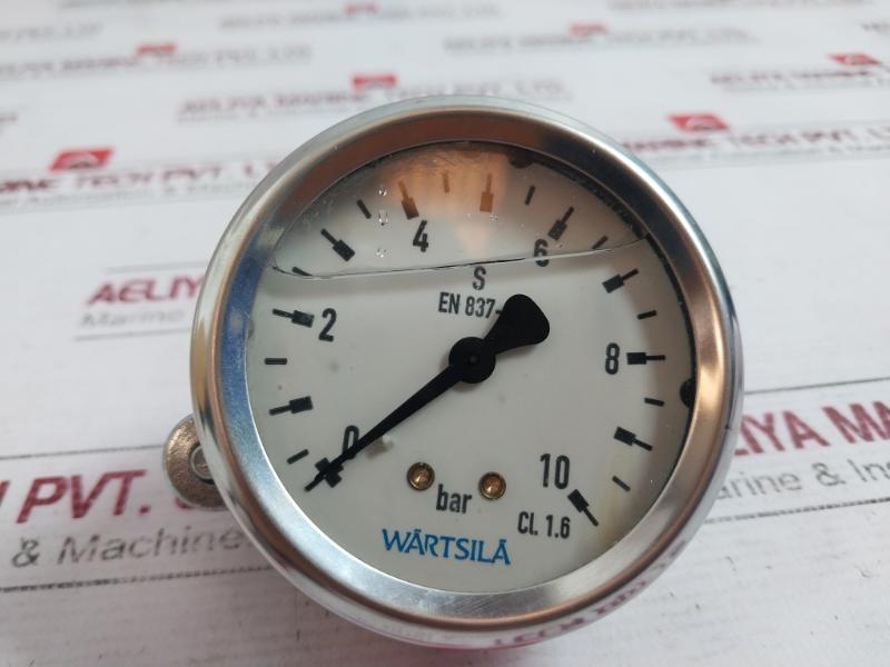 Wartsila 0 To 10 Bar Pressure Gauge Meter En 837-1 Cl.1.6