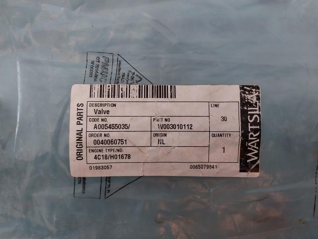 Wartsila A005455035 Control Valve Block Spool W003010112 4C18/H01678