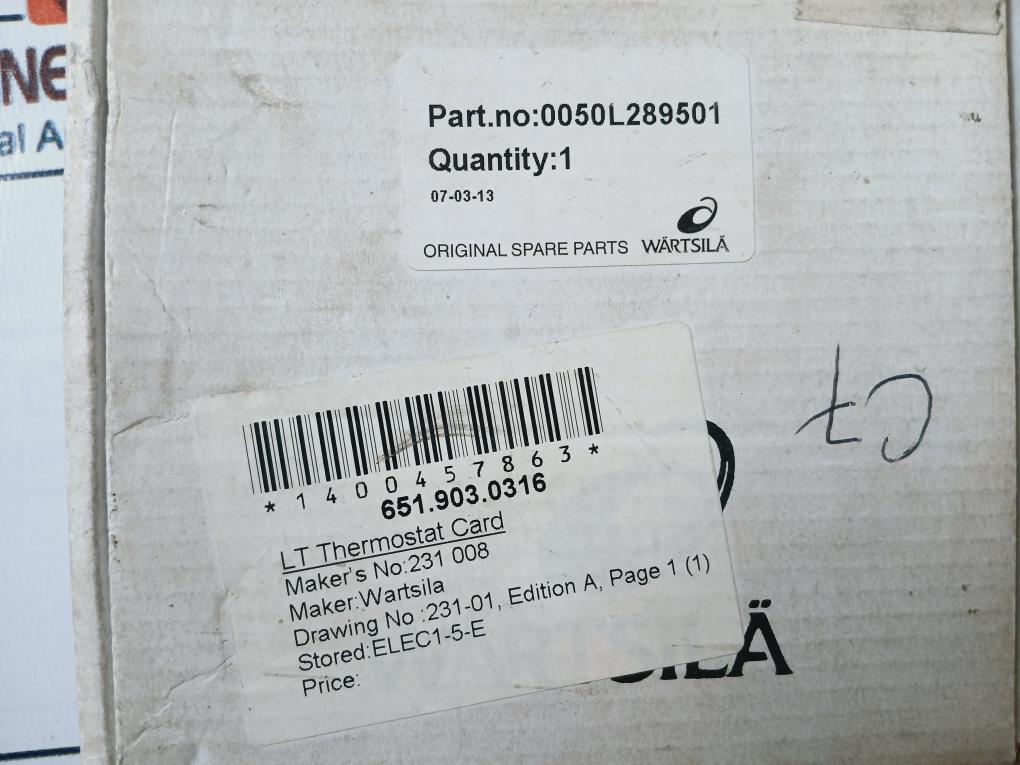 Wartsila Epec 1044B Lt Thermostat Card 0050L289501