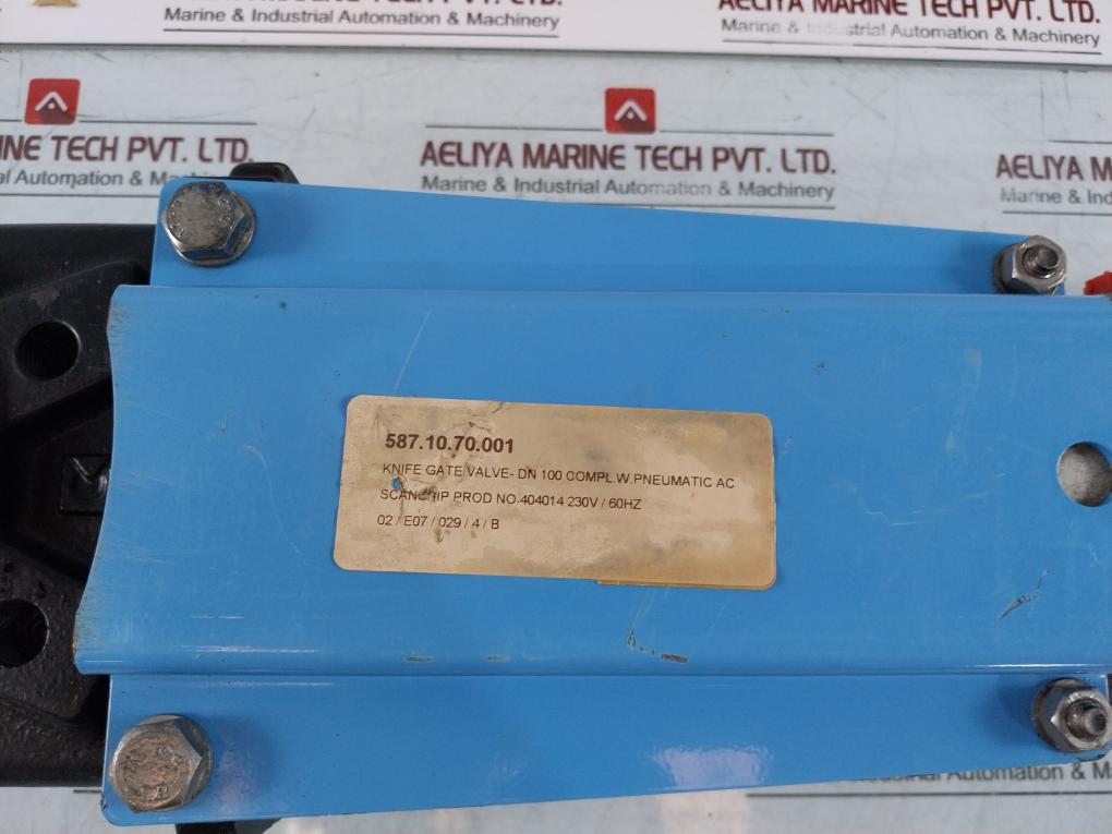 Watergates Dn 100 Knife Gate Valve With Pneumatic Actuator 230v/60hz Scanship