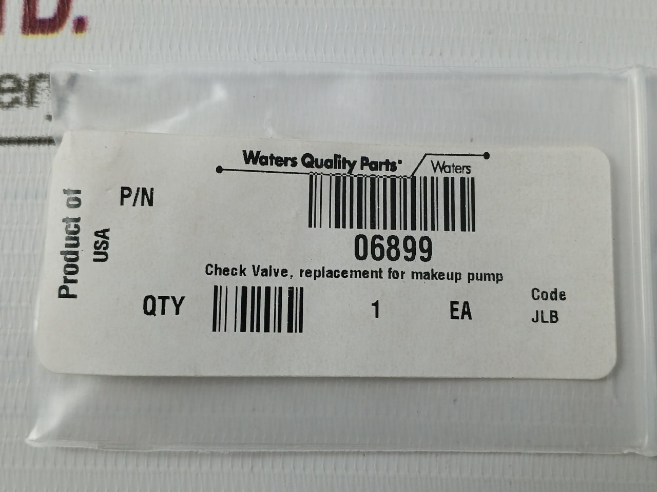 Waters 06899 Check Valve For Replacement For Makeup Pump