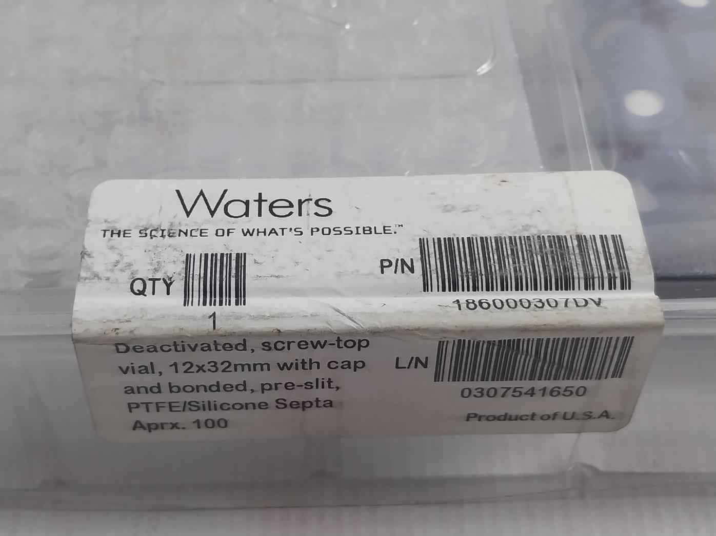 Waters 186000307Dv Deactivated Clear Glass Vial W/ Cap & Bonded (1 Box= 100Pcs)