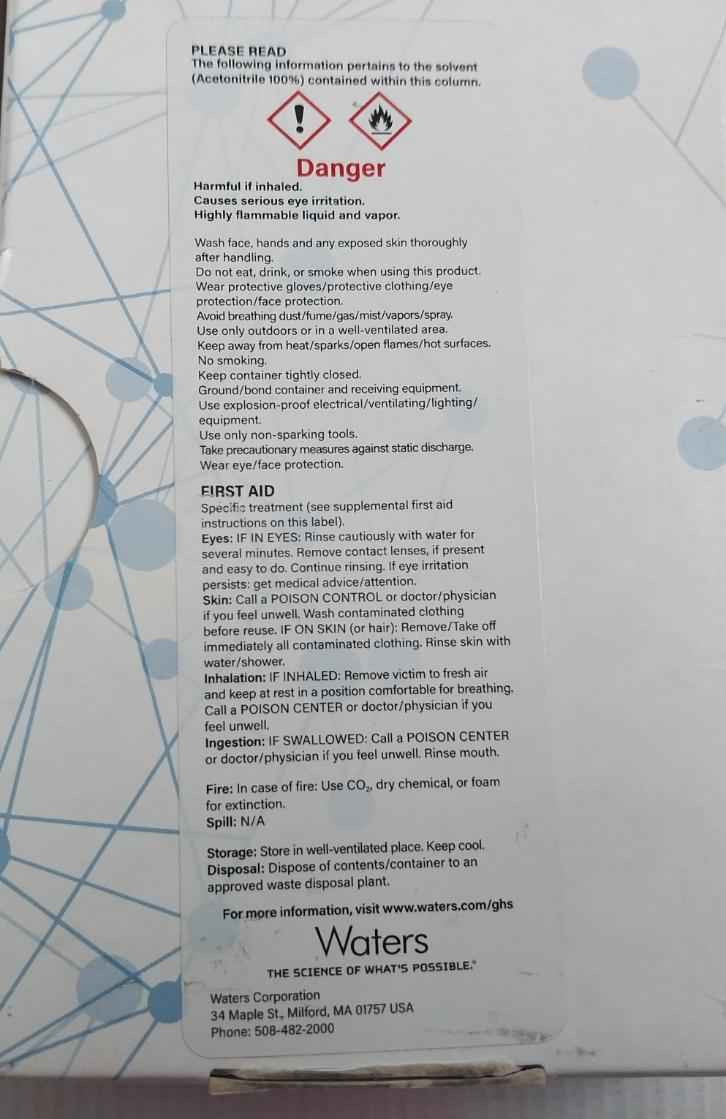 Waters 186000436 Column 4.6 X 100Mm 23207