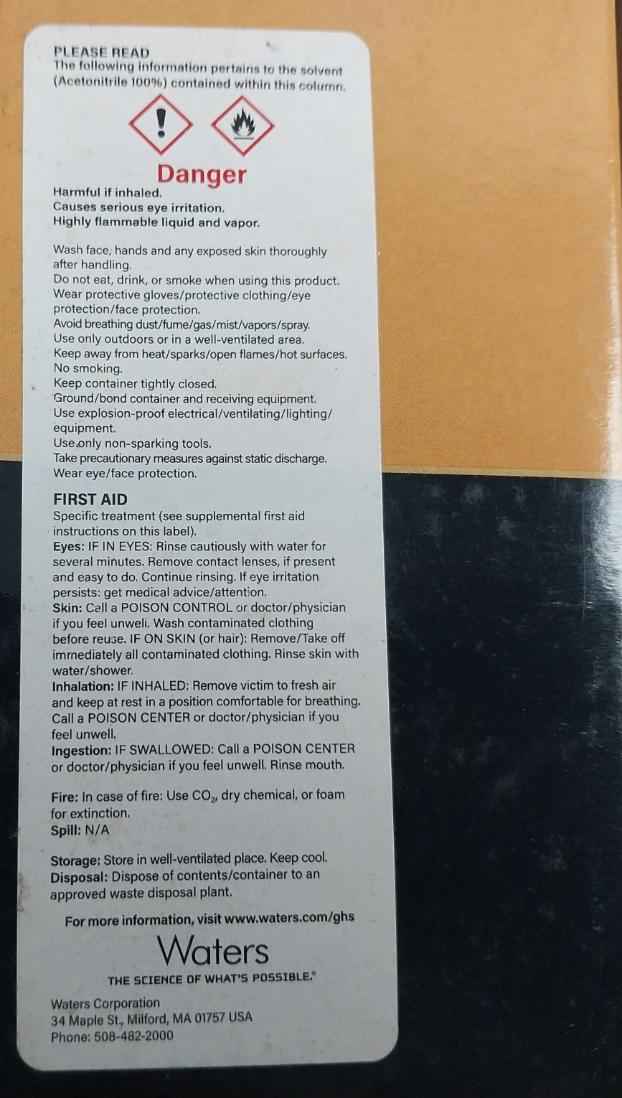 Waters 186001470 Xterra Column Ms C18 3.5 Micrometer 4.6X250Mm