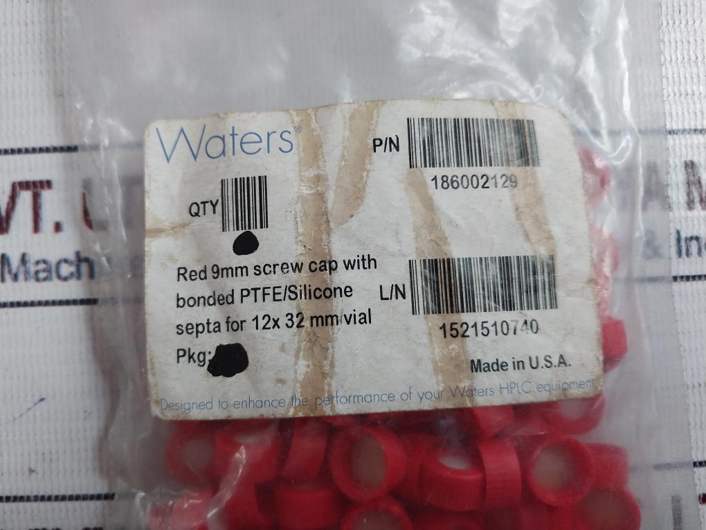 Waters 186002129 Red 9Mm Screw Cap With Bonded Ptfe/Silicone (1 Packet)