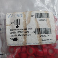Waters 186002129 Red 9Mm Screw Cap With Bonded Ptfe/Silicone (1 Pack)