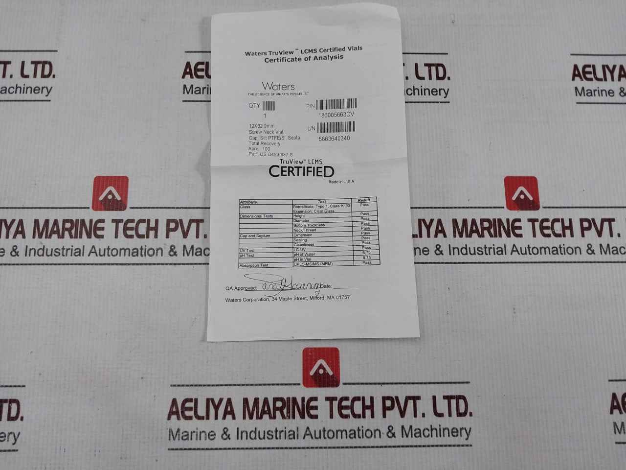 Waters 186005663cv Truview Lcms Certified Vial Box Us D453 837 S