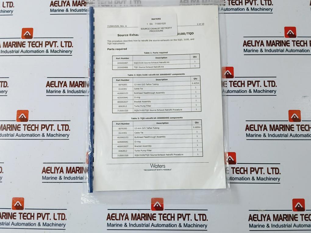 Waters 205000496 Large Cable Tie, Silencer, Cable Gland, O-ring, Retrofit Kit