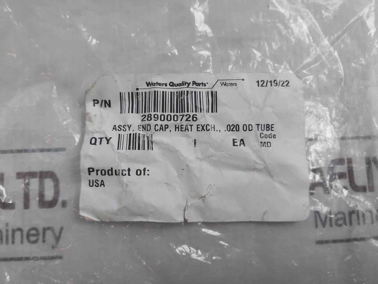 Waters 289000726 End Cap Heat Exchanger Assy Tube