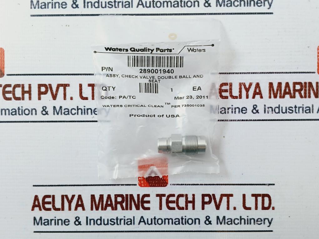 Waters 289001940 Double Ball and Seat Check Valve Assy Code: PA/TC