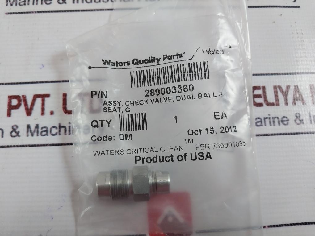 Waters 289003360 Assy, Check Valve, Dual Ball & Seat, G