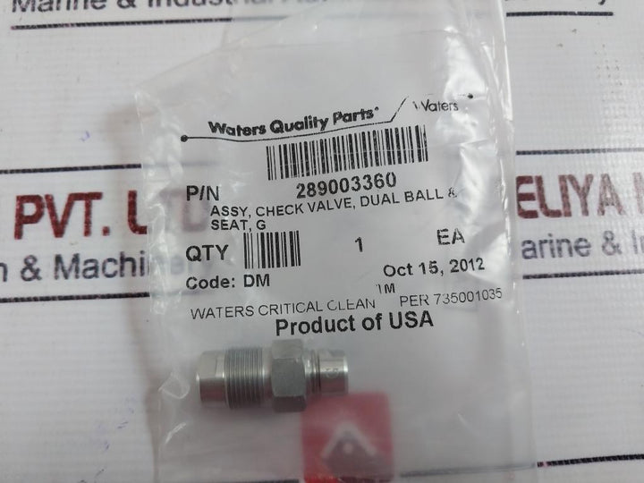 Waters 289003360 Assy, Check Valve, Dual Ball & Seat, G
